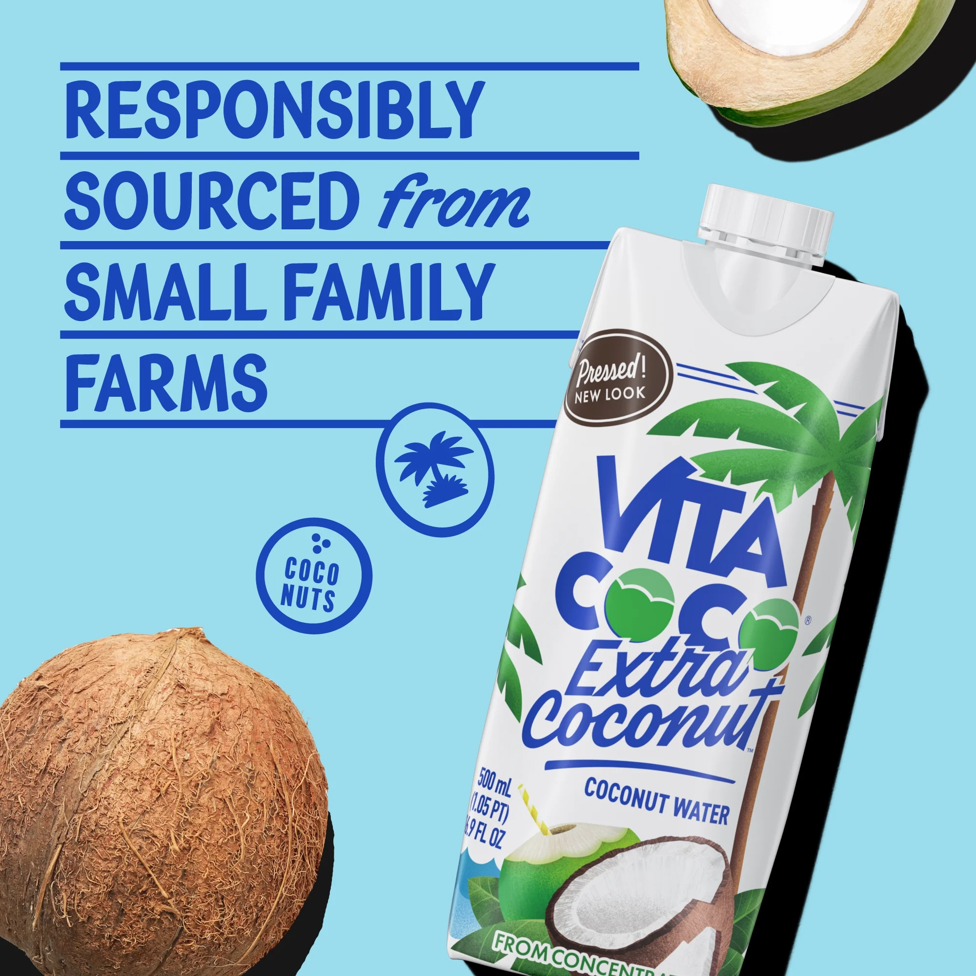 Vita Coco Extra Coconut Coconut Water, Pressed Coconut, 16.9 fl oz Tetra (Pack of 12) - Image 3