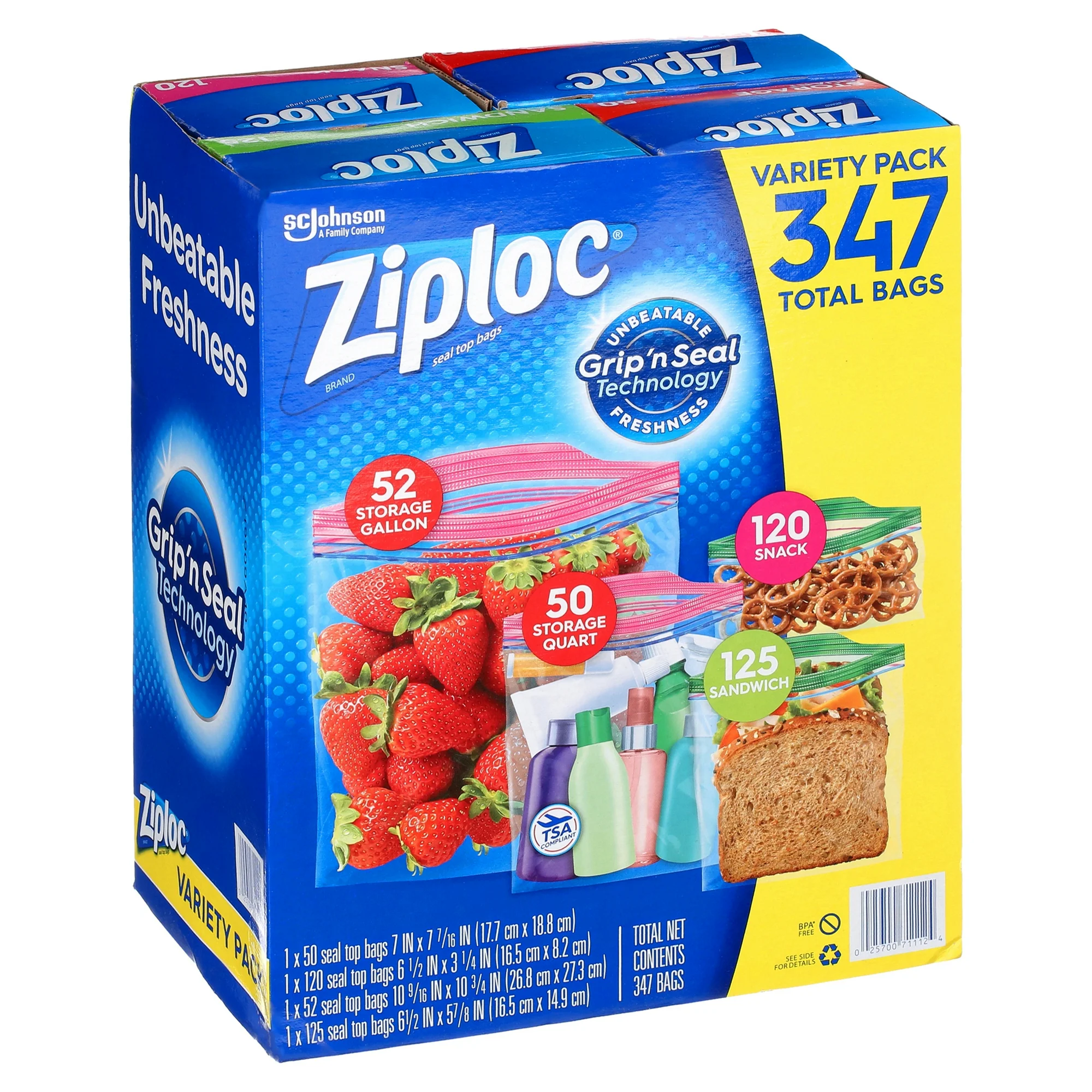 Ziploc Variety Pack Storage Bags, Various Sizes, 347 Ct - Image 2